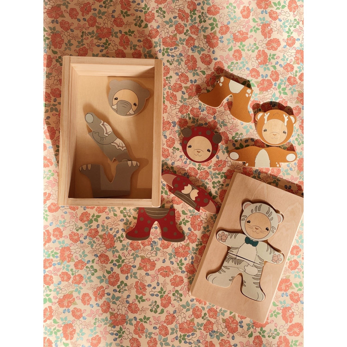 Konges Sløjd Multi Wooden Teddy Dress Up Animals Fsc