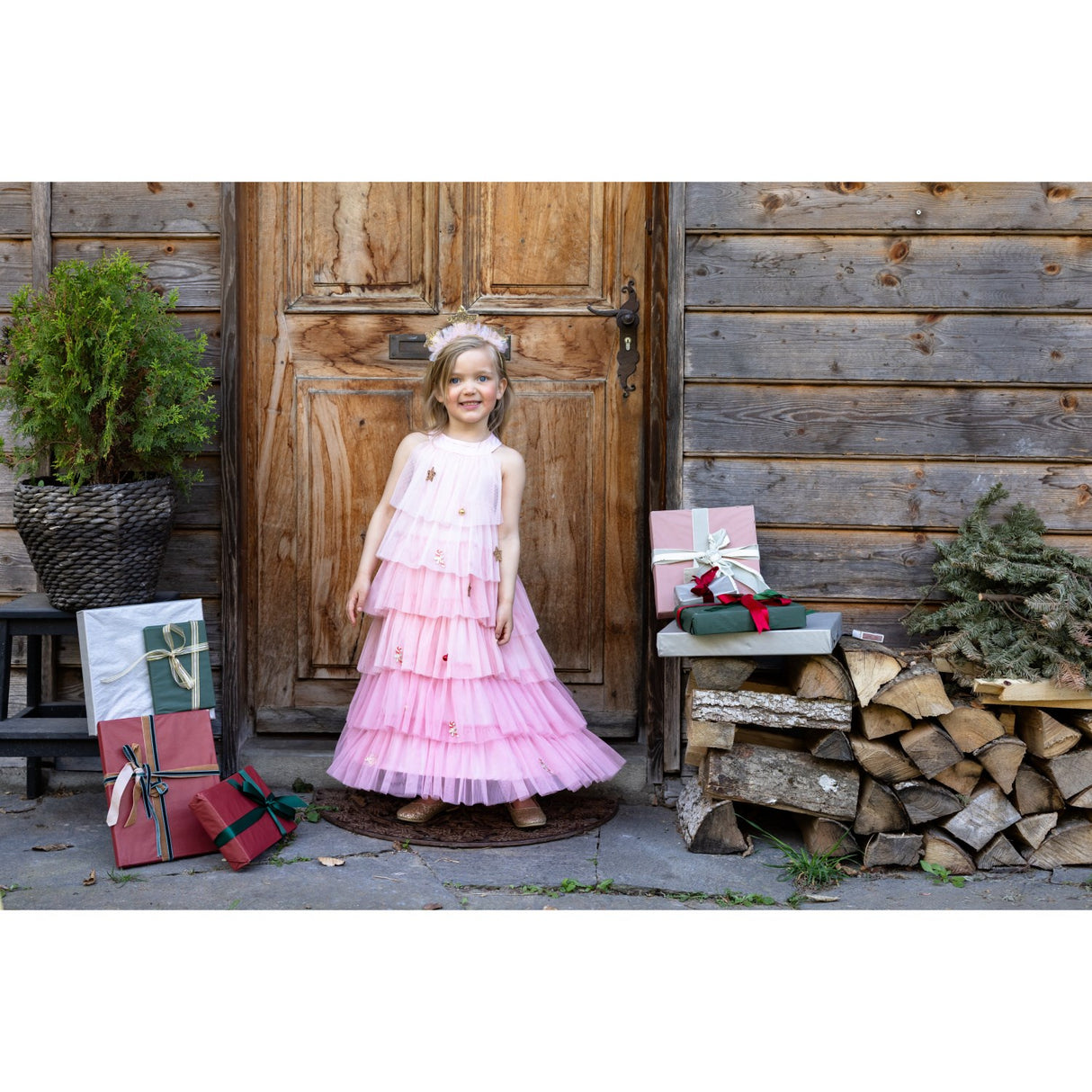 Great Pretenders Christmas Tree Dress With Headband, Blush