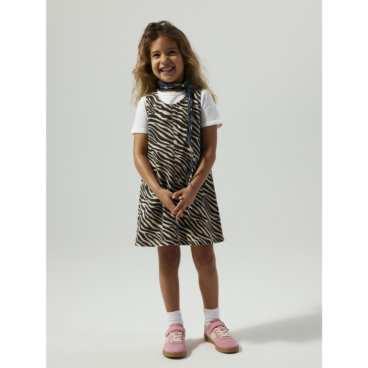 Name It Cement Black Zebra Zebra Twill Spencer Dress