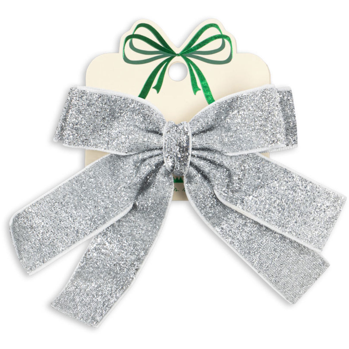 Konges Sløjd Silver Glitter Velvet Double Bow Hair Barrette