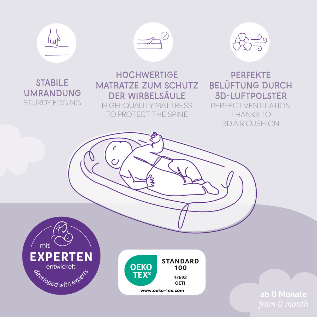 Träumeland Grey Baby Nest Home Air Grey Melange