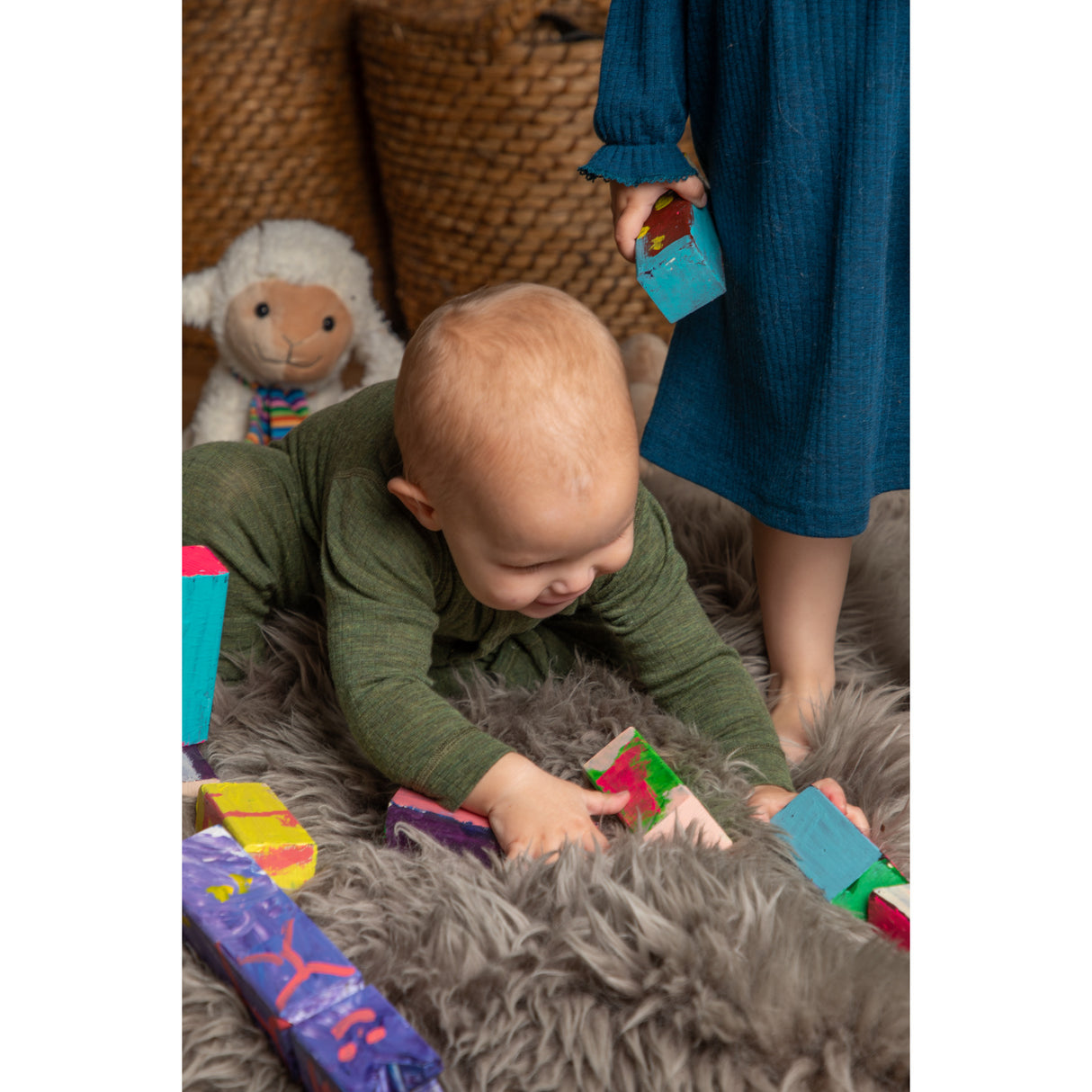 Joha Dark Olive Nightsuit 2-in-1 Fødder