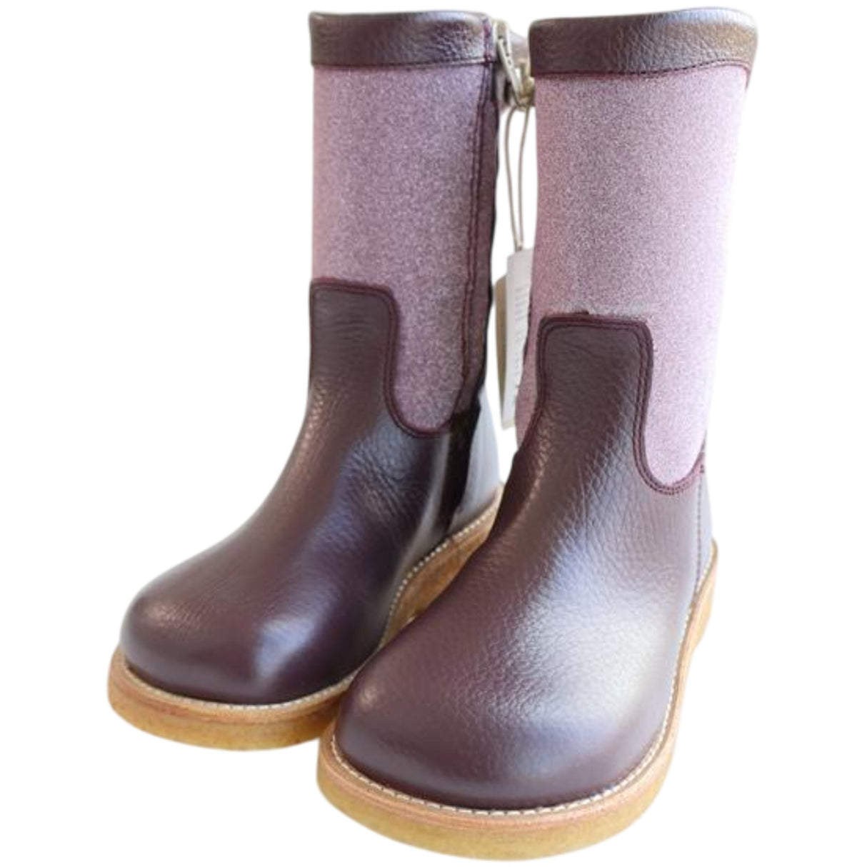 Angulus Aubergine/Aubergine Glitter TEX Glitter Boot with Glitter and Zipper