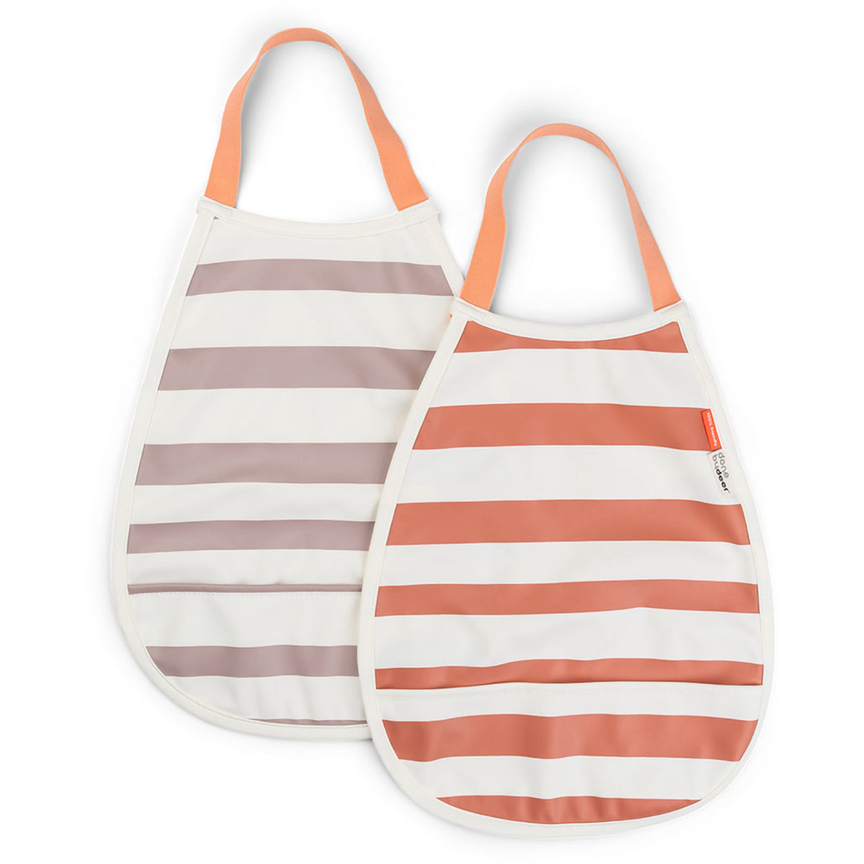 DonebyDeer Papaya/Powder Pull-Over Bib 2-Pack Stripes