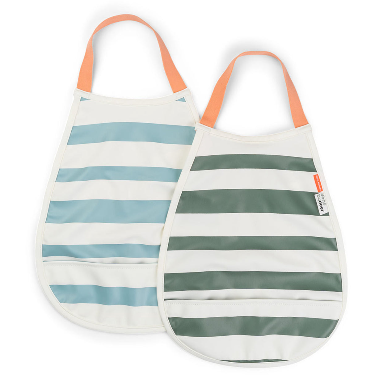 DonebyDeer Blue/Green Pull-Over Bib 2-Pack Stripes