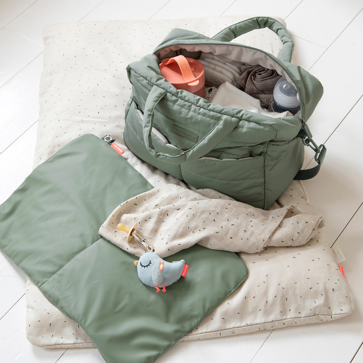 DonebyDeer Green Quilted Changing Bag