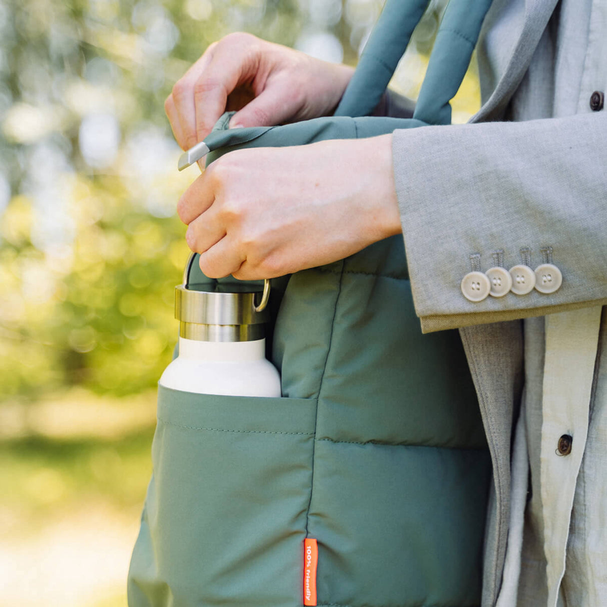 DonebyDeer Green Quilted Changing Tote Bag