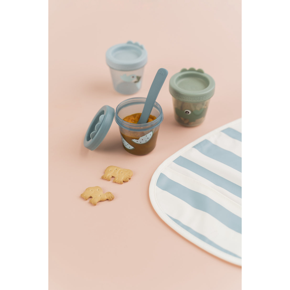 DonebyDeer Blue/Green Pull-Over Bib 2-Pack Stripes