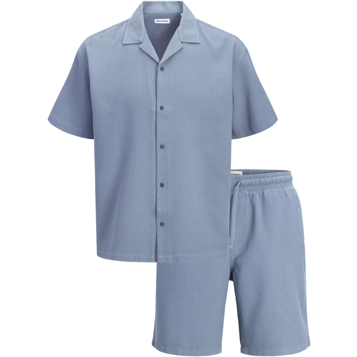 Jack & Jones Junior Blue Mirage Jjglobal Waffle Resort Shirt Ss Mp Jnr