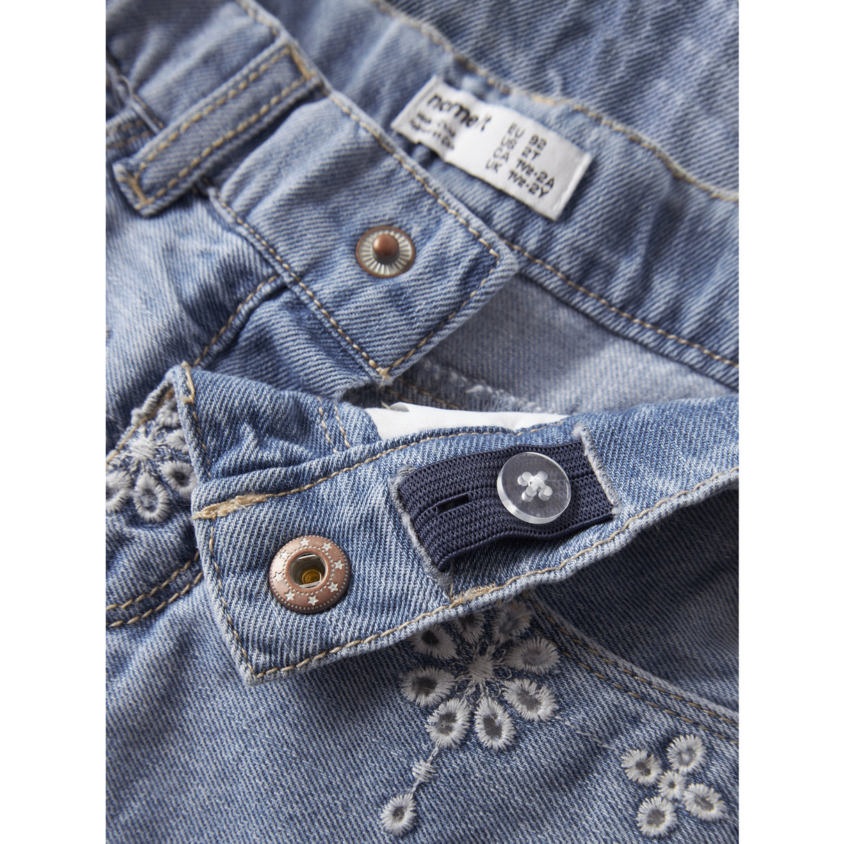 Name It Light Blue Denim Anglaise Nmfrose Mom Dnm Anglai Shorts 1026-Ov H