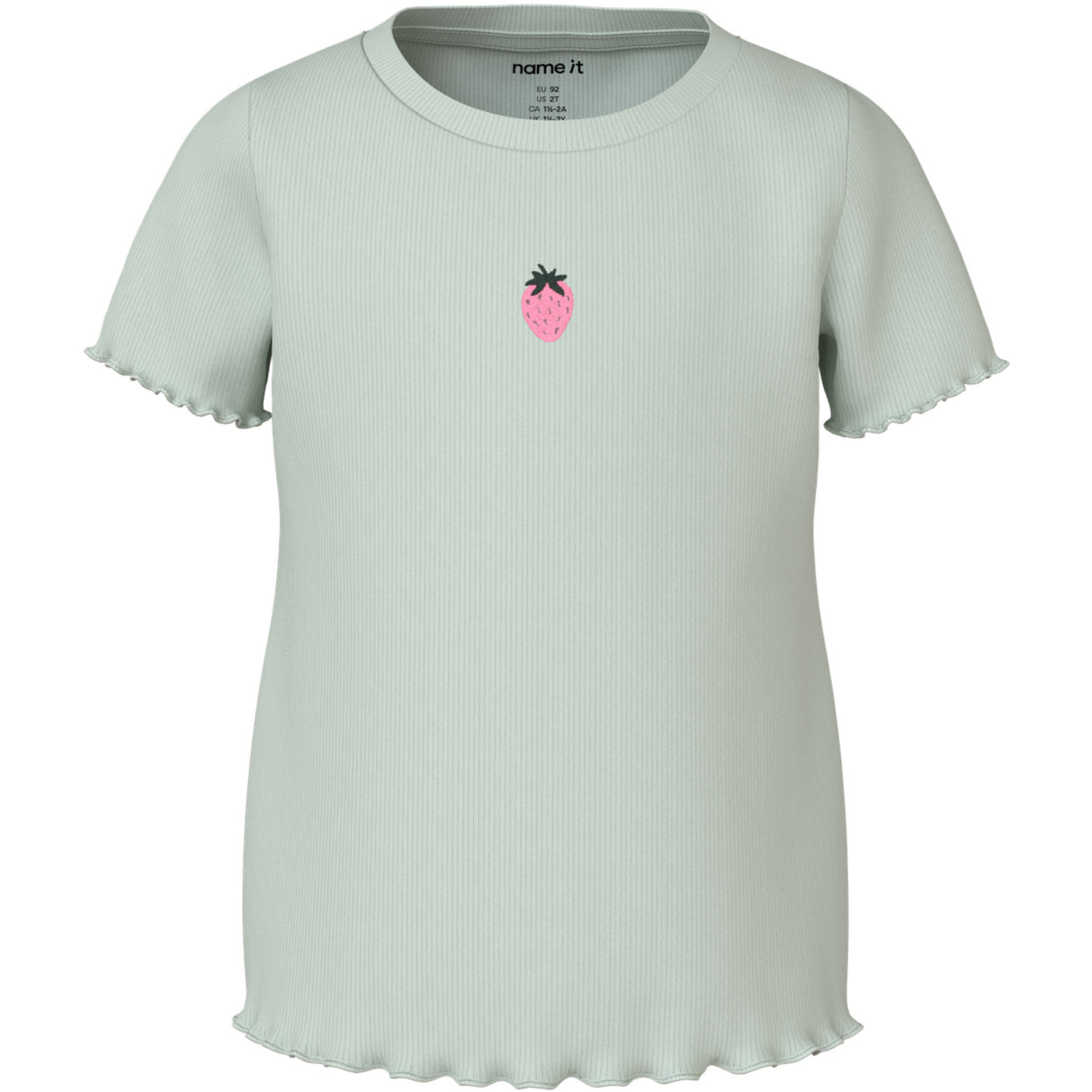 Name It Pale Aqua Strawberries Embroidery Nmfvivemma Ss Slim Top