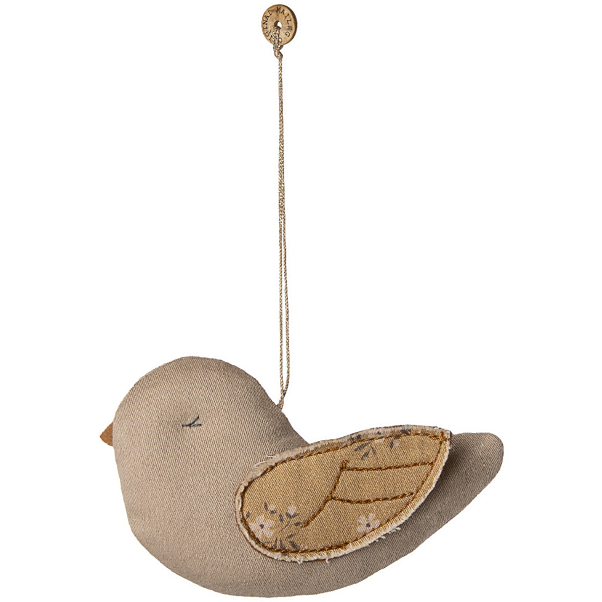 Maileg Fabric Ornament, Fugl - Marmor - Latte