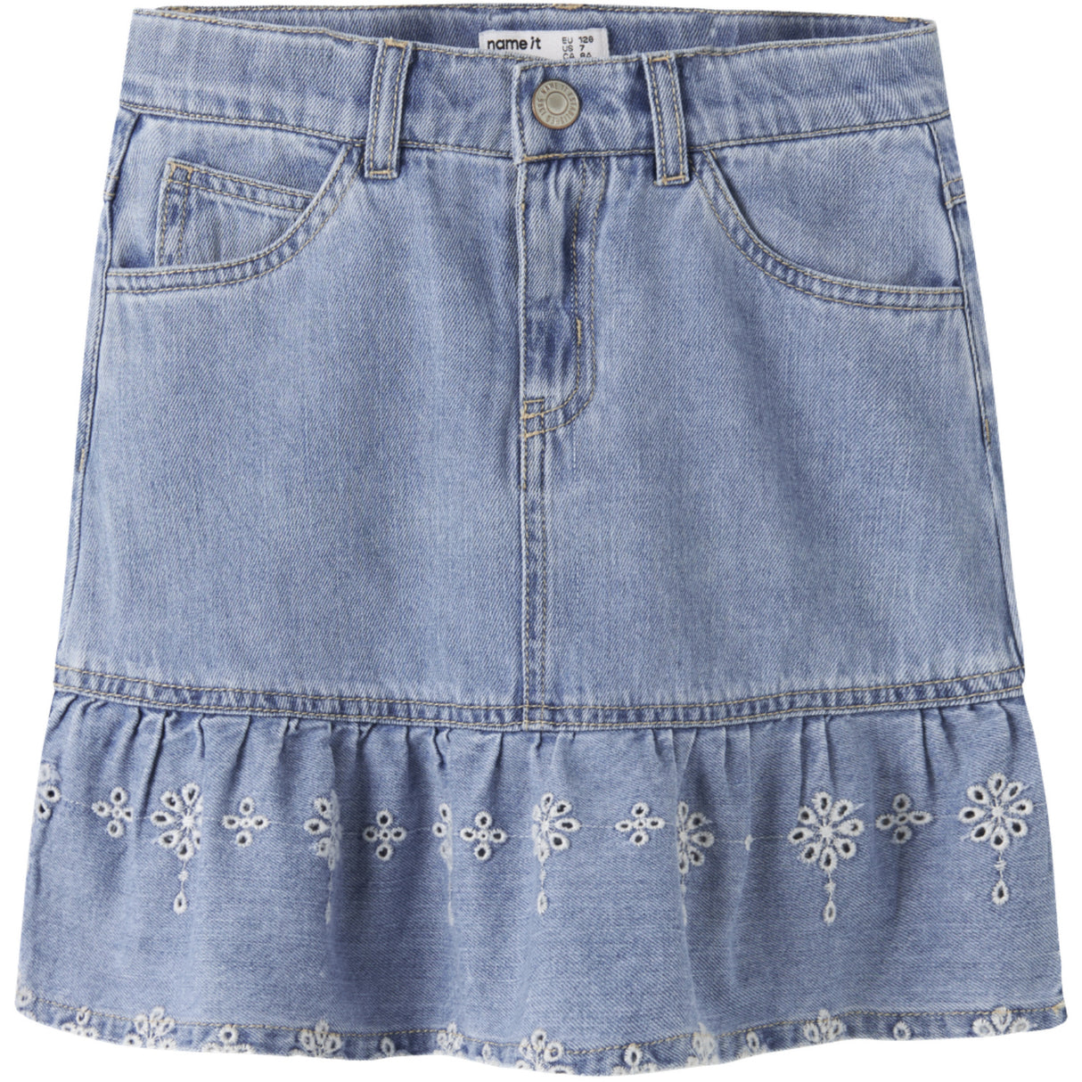 Name It Light Blue Denim Anglaise Nkfhallie Dnm Anglaise Skirt 1026-Ov H