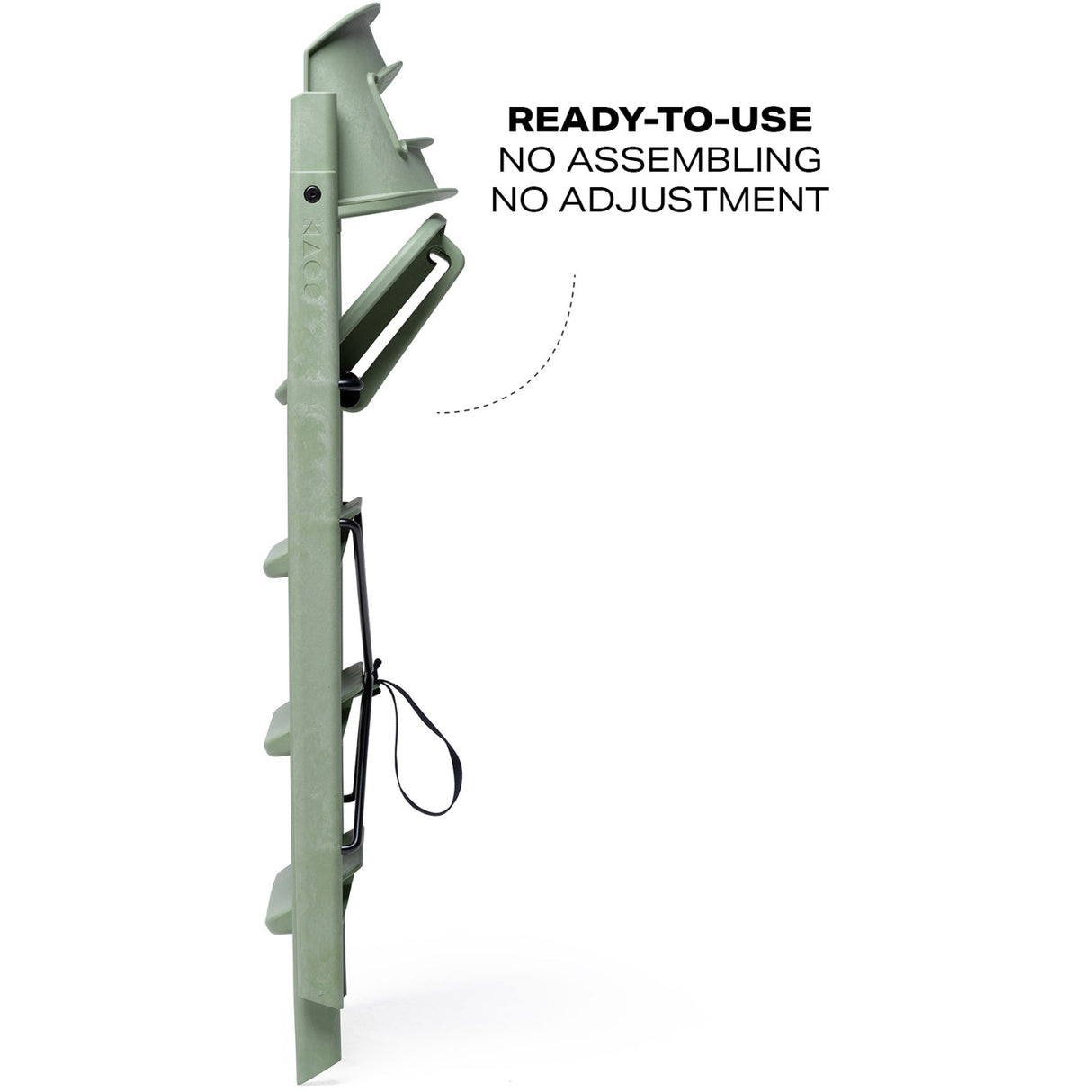 KAOS Mineral Green Klapp High Chair Recycled With KLAPP® Safety Rail & Tray Bundle