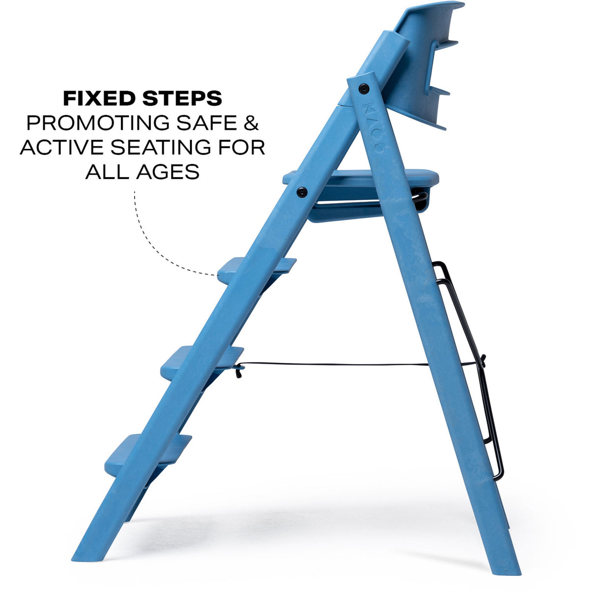 KAOS Swedish Blue Klapp High Chair Recycled With KLAPP® Safety Rail & Tray Bundle