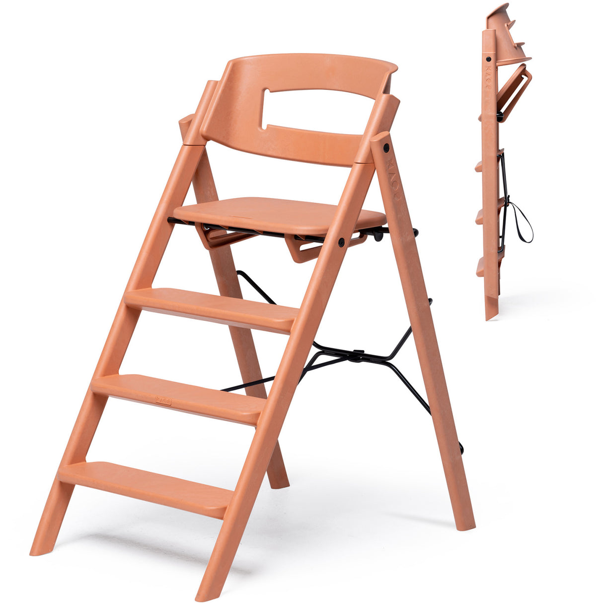 KAOS Terracotta Pink Klapp High Chair Recycled With KLAPP® Safety Rail & Tray Bundle