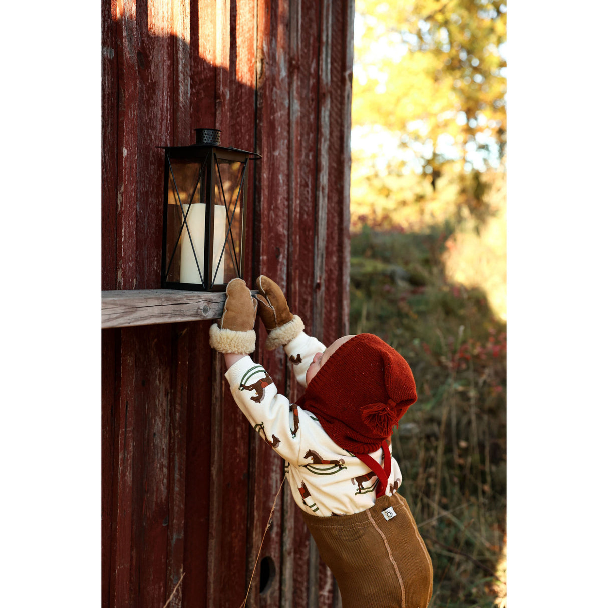 Silly Silas Acorn Brown With Maple Leaf Footed Tights Christmas Edition