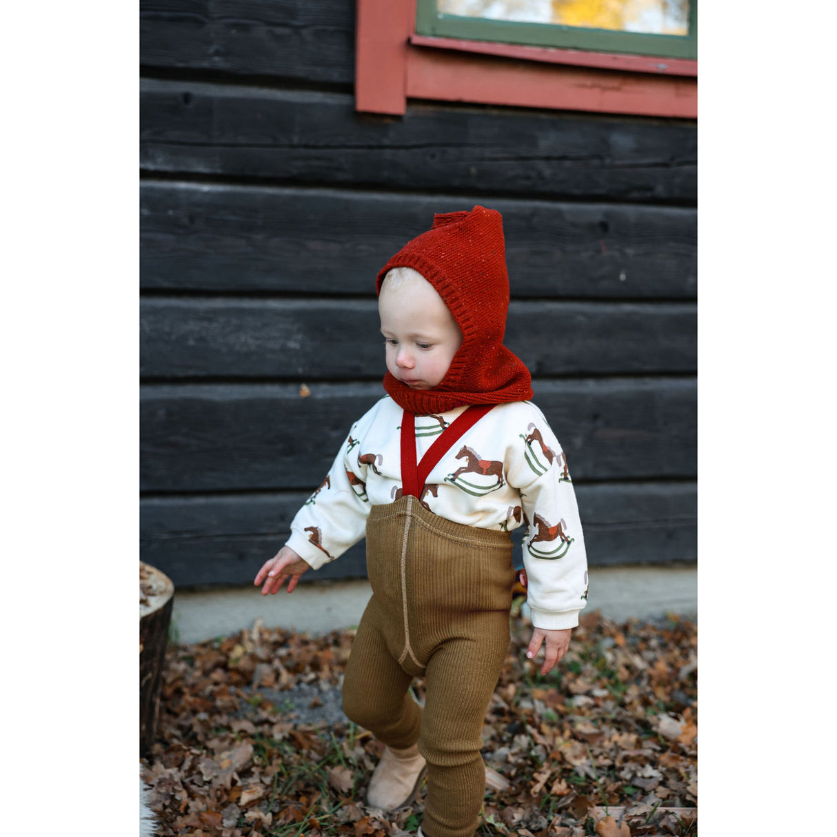 Silly Silas Acorn Brown With Maple Leaf Footed Tights Christmas Edition