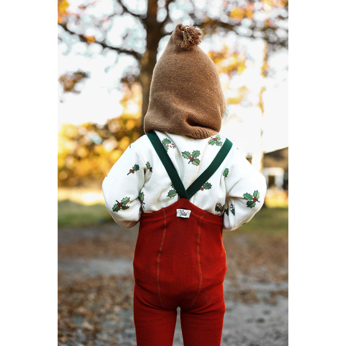 Silly Silas Maple Leaf With Dark Forest Green Footed Tights Christmas Edition