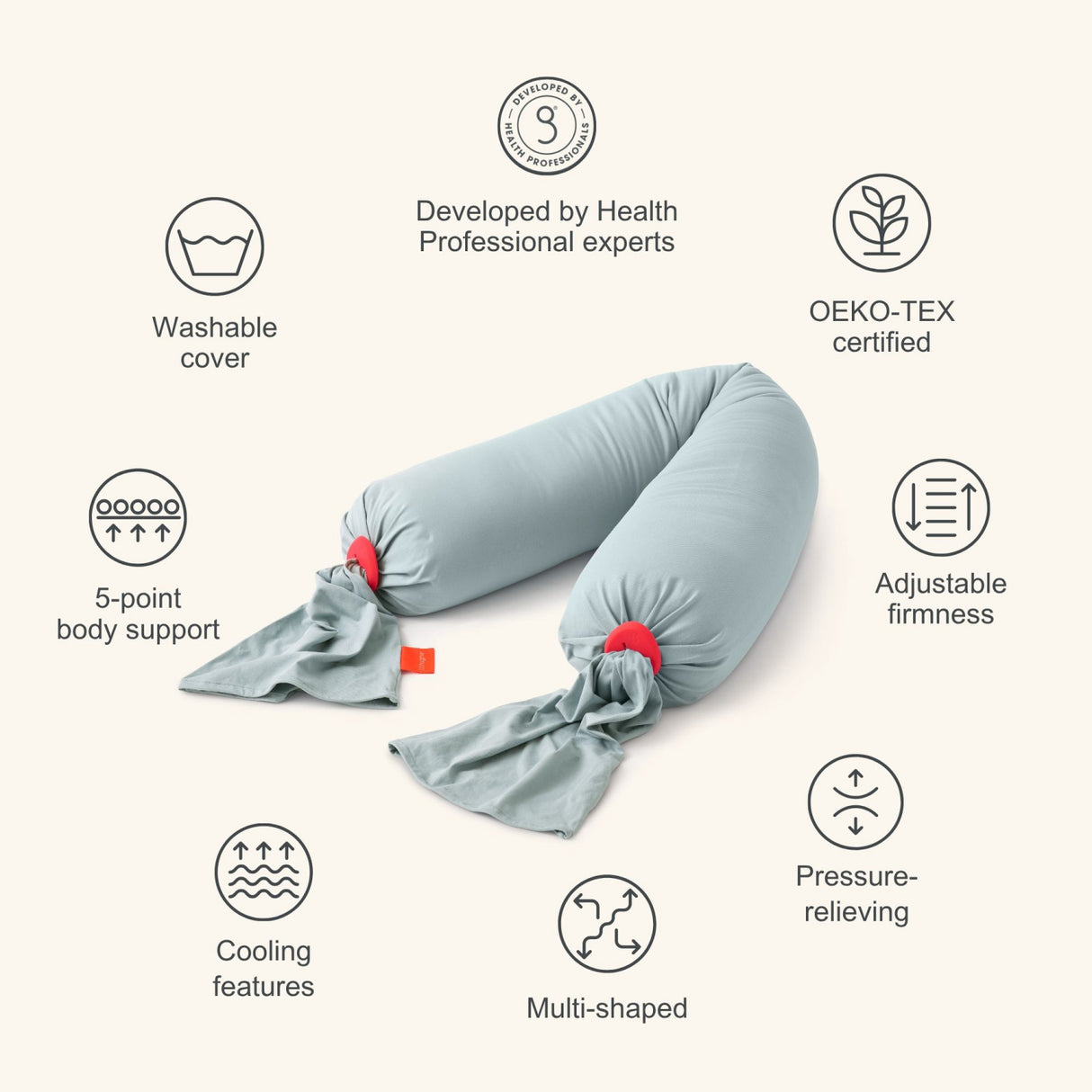 bbhugme Eucalyptus/Coral Pregnancy Pillow