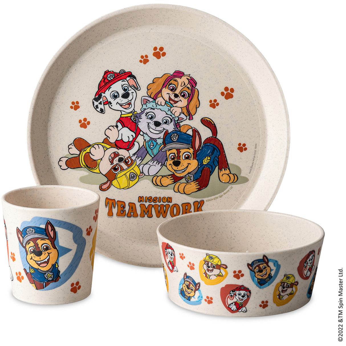 Koziol Organic Moon Small Plate + Bowl + Cup Connect Grow Paw Patrol