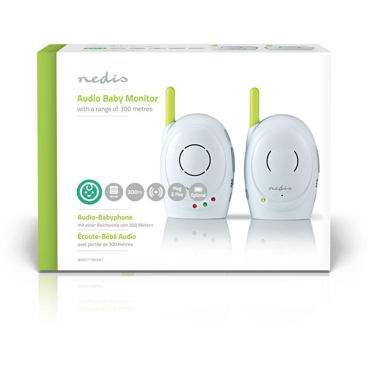 Nedis White/Green Wireless Baby Monitor