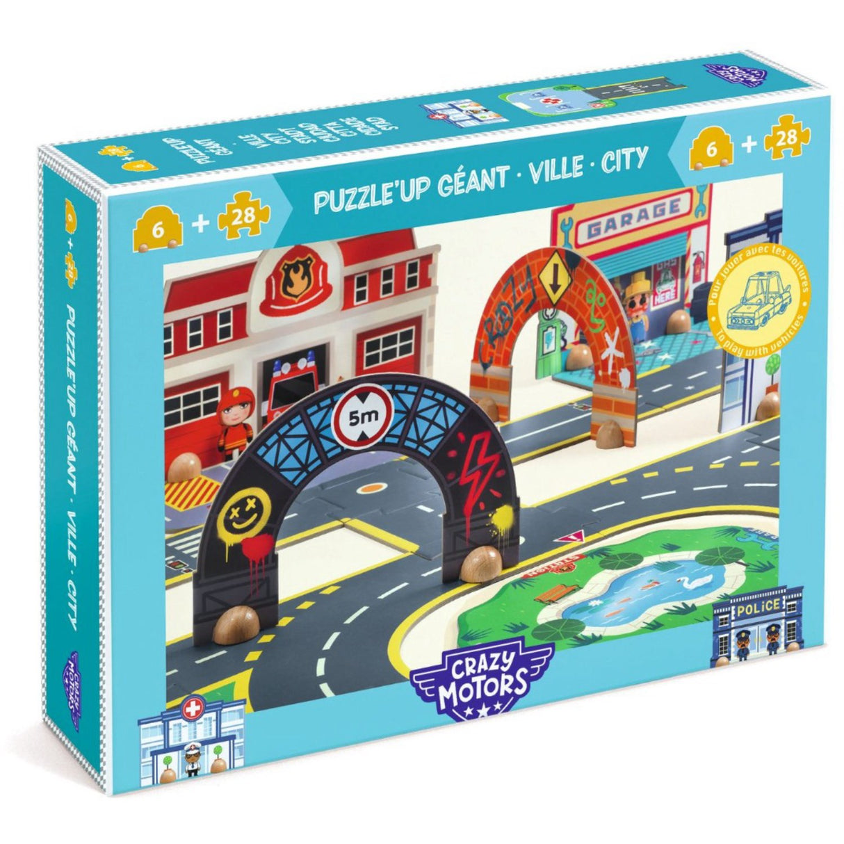 Djeco Crazy Motors, Road Puzzle City, 33 Pieces