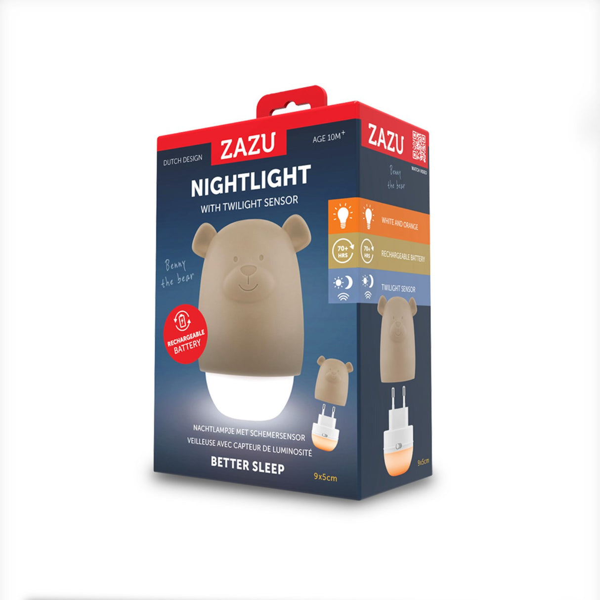 Zazu Beige Benny The Bear Portable Nightlight