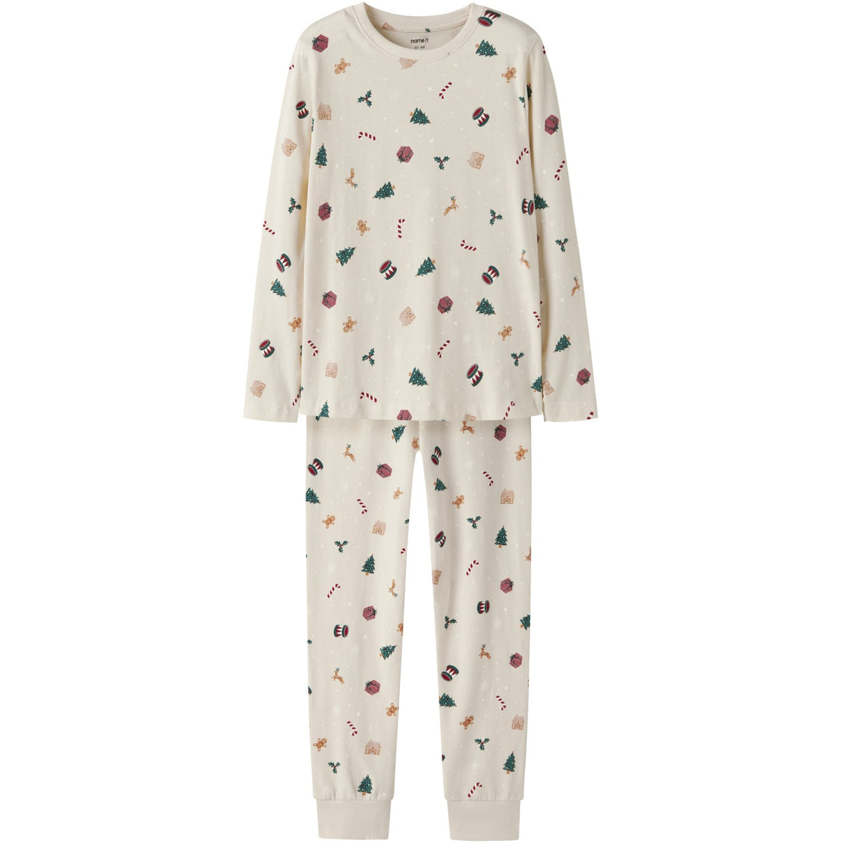 Name It Whitecap Gray Xmas AOP Nknvismas Ls Nightset