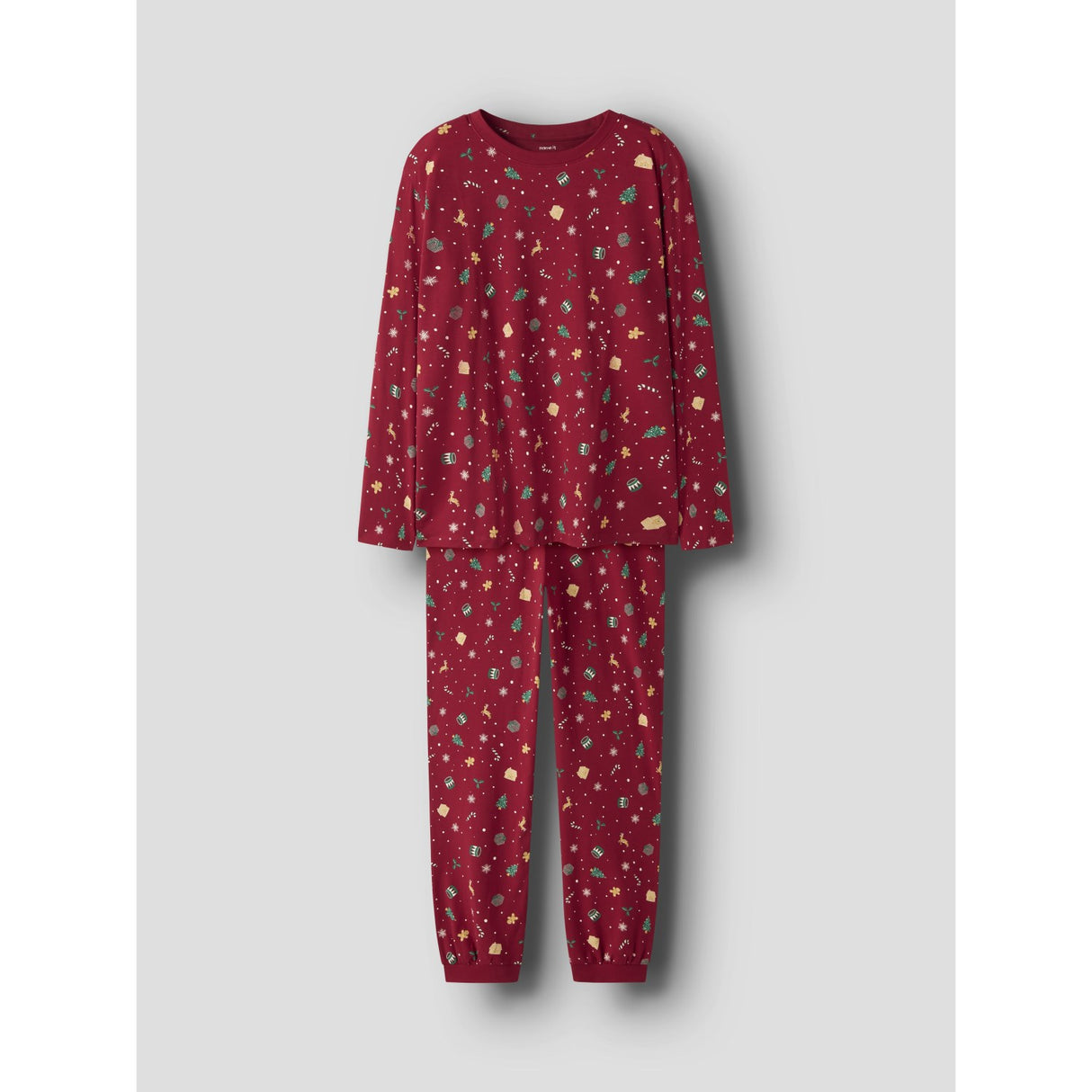 Name It Jester Red Xmas AOP Red Nanvismas Ls Nightset Adult
