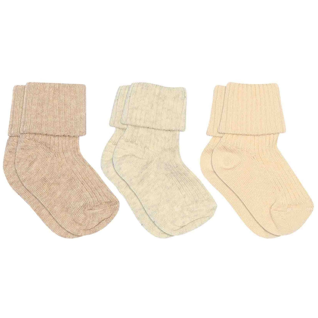Mp Danmark Creme Melange Cotton Rib Baby Socks - 3-pack