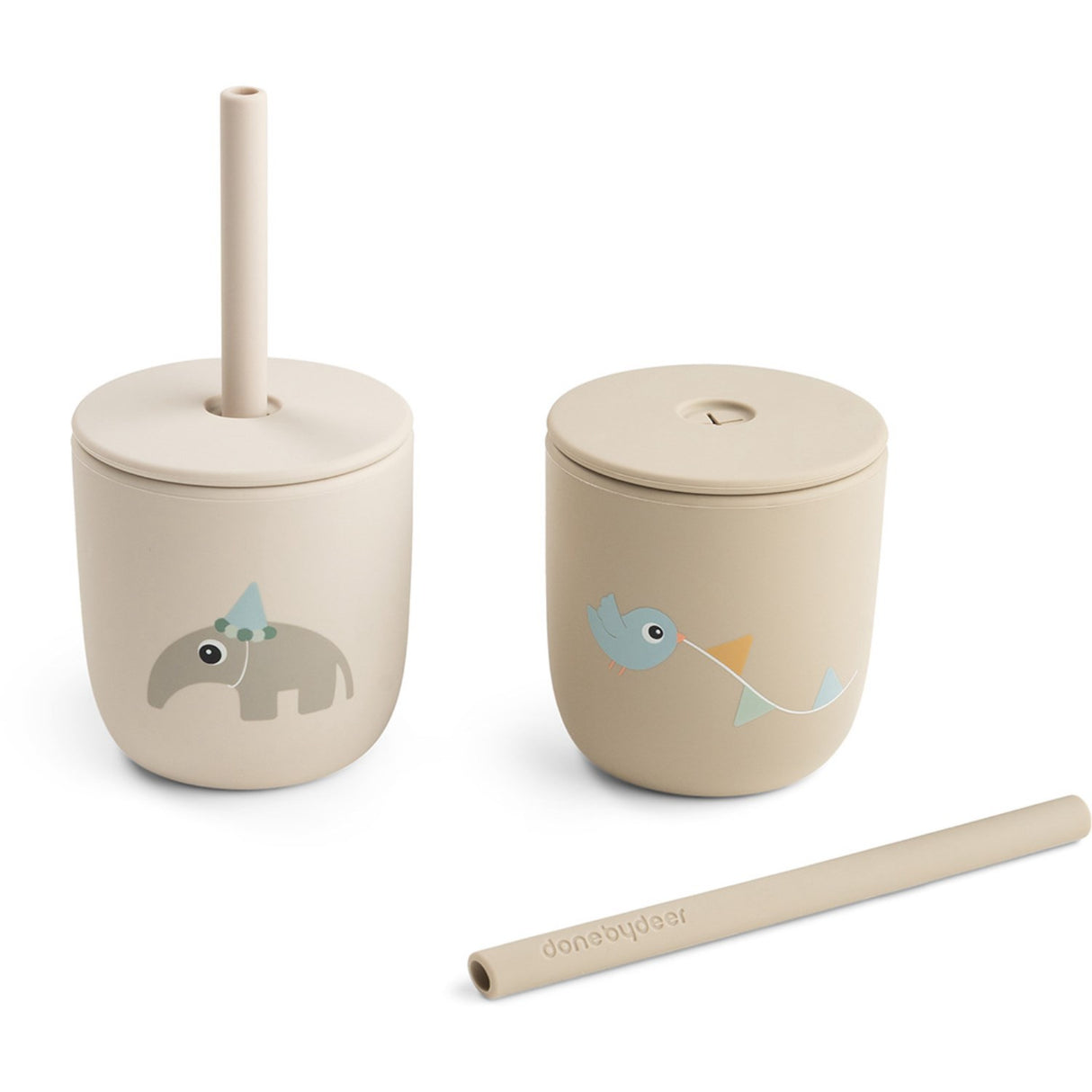 DonebyDeer Celebration Sand Silicone Sugerørskop 2-Pack