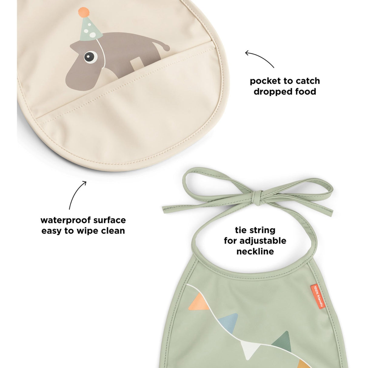 DonebyDeer Celebration Sand Mini Bib With Lomme 2-Pack