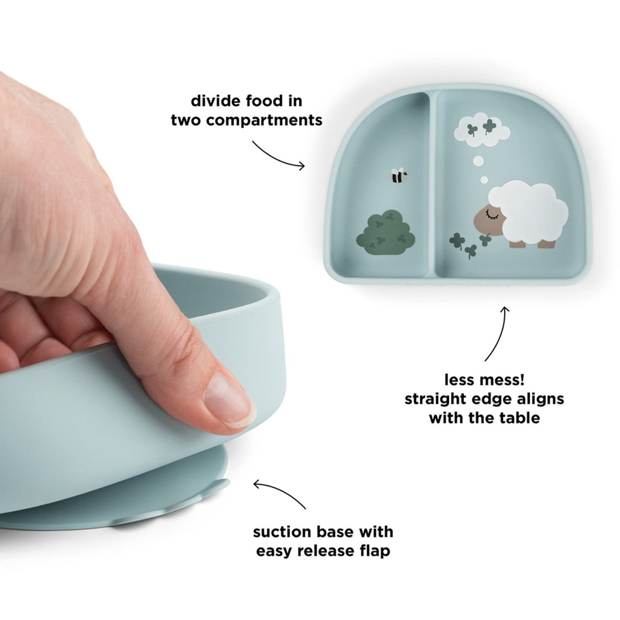 DonebyDeer Tiny Farm Blue Stick&Stay Inddelt Bowl