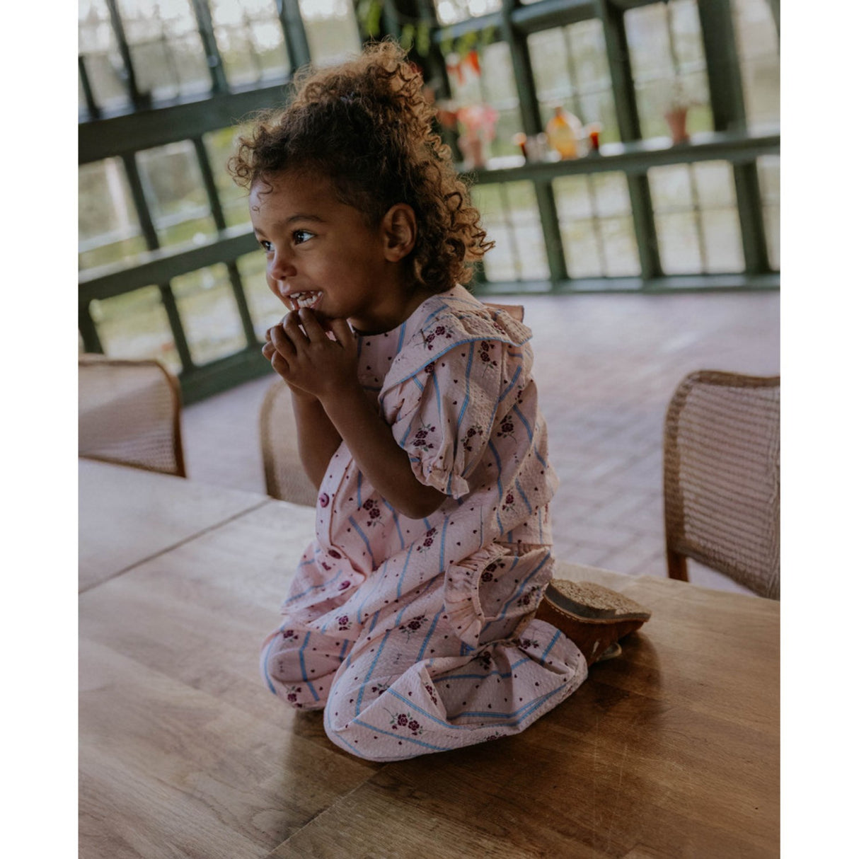 Fliink Chalk Pink Aop Colombe Ruffle Pants