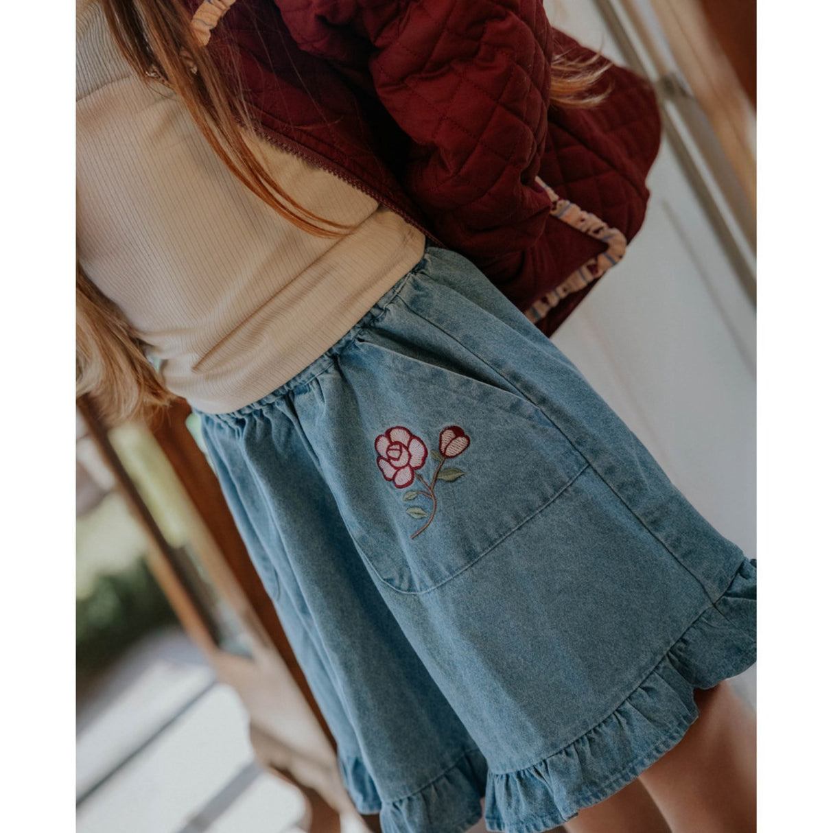 Fliink Medium Denim Blue Don Rose Skirt