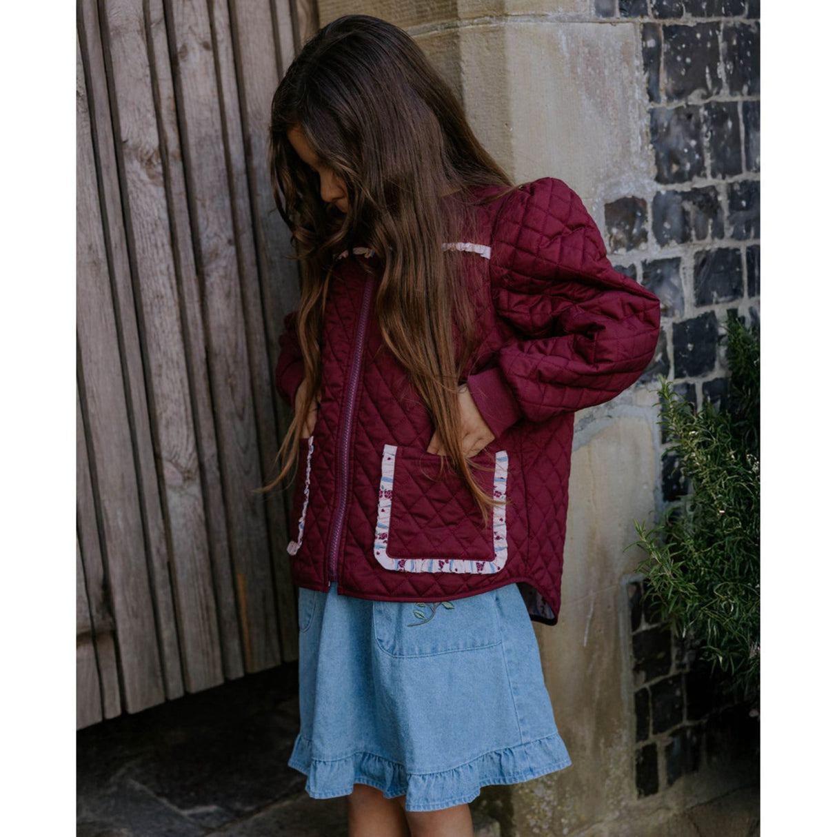 Fliink Burgendy Kota Reversible Flower Jacket