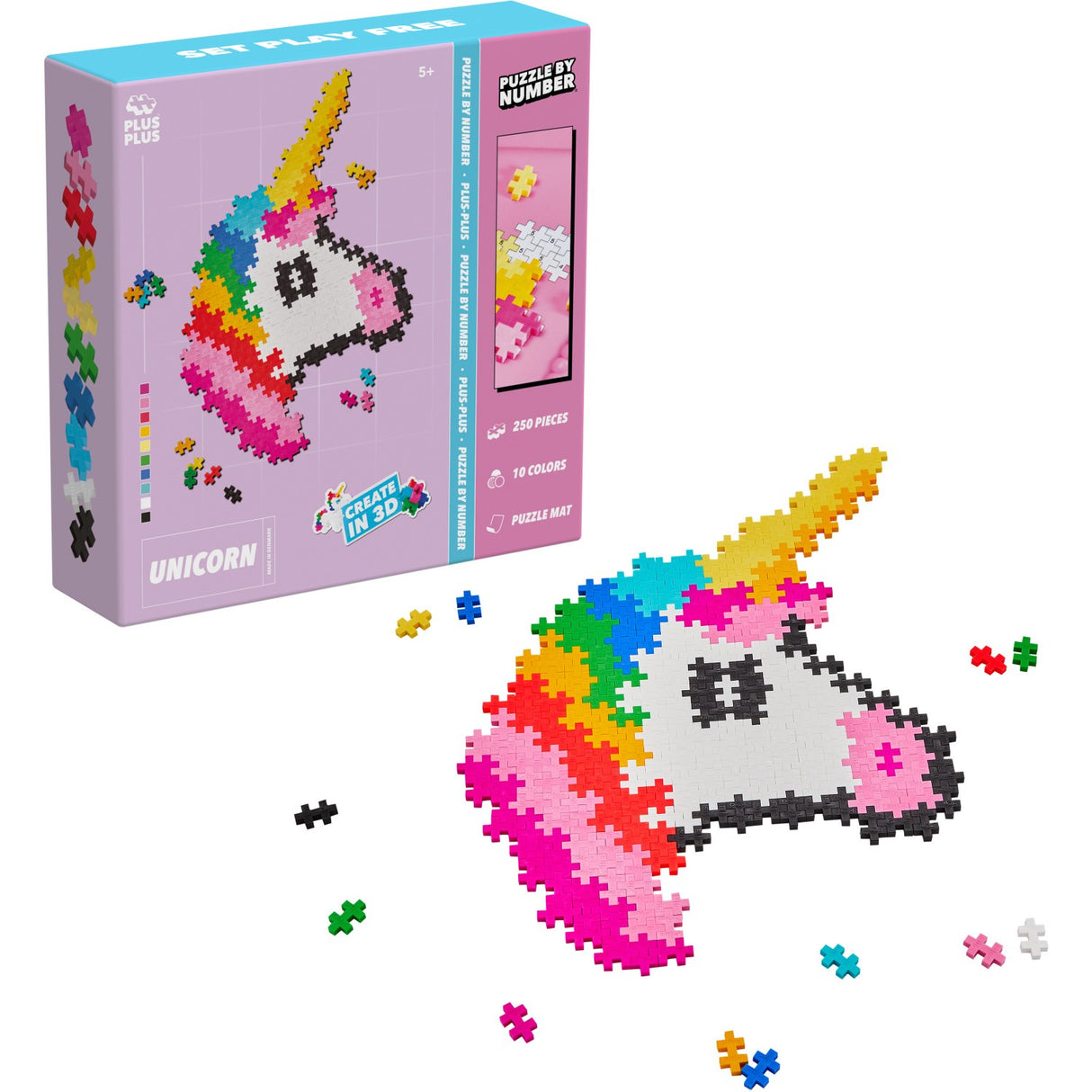 Plus-Plus Puzzle By Number Unicorn 250Pcs