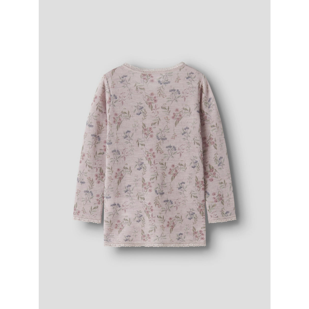 Name It Violet Ice Flowers + Leafs Nmfwang Wool Needle Ls Top Noos
