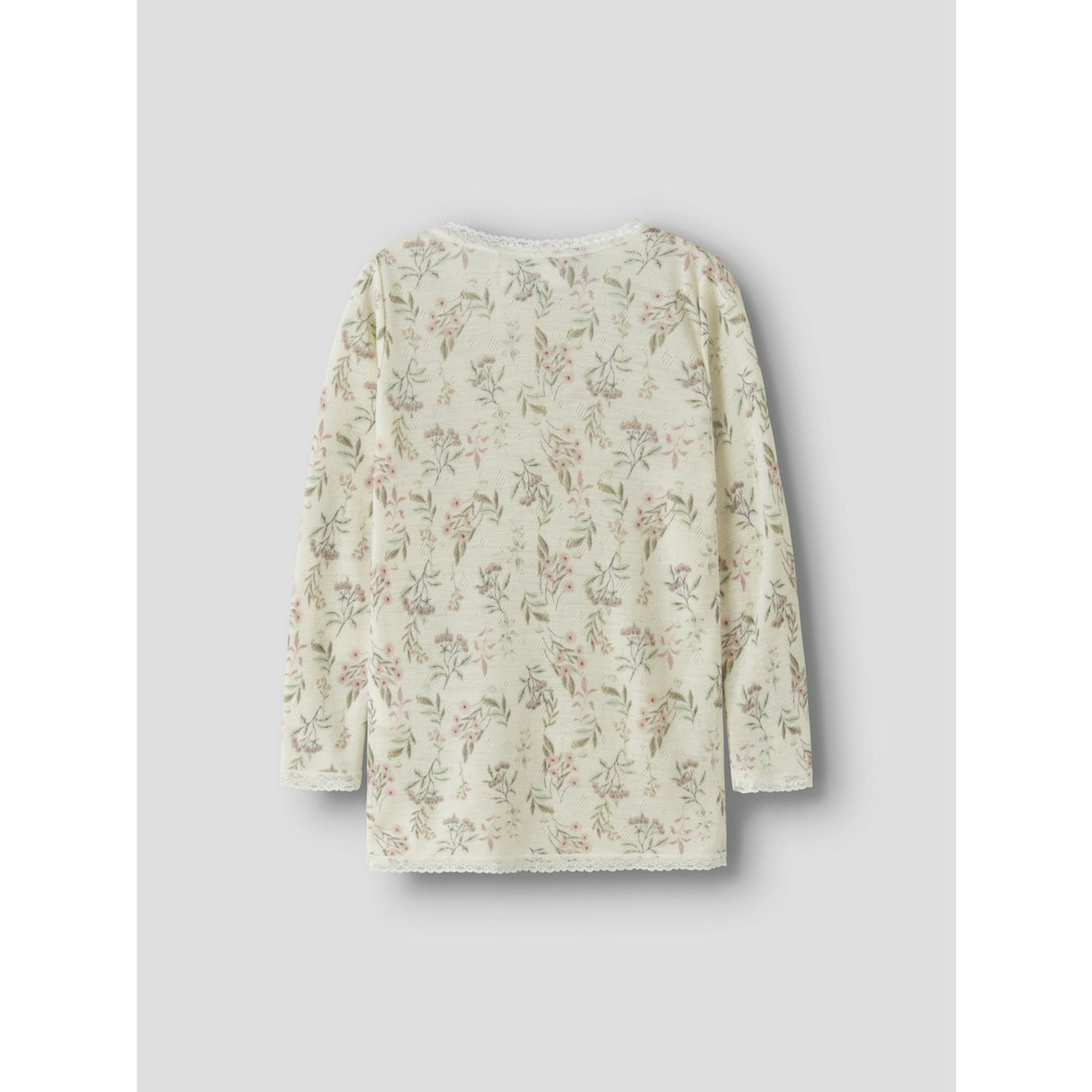 Name It Snow White Flowers + Leafs Nmfwang Wool Needle Ls Top Noos