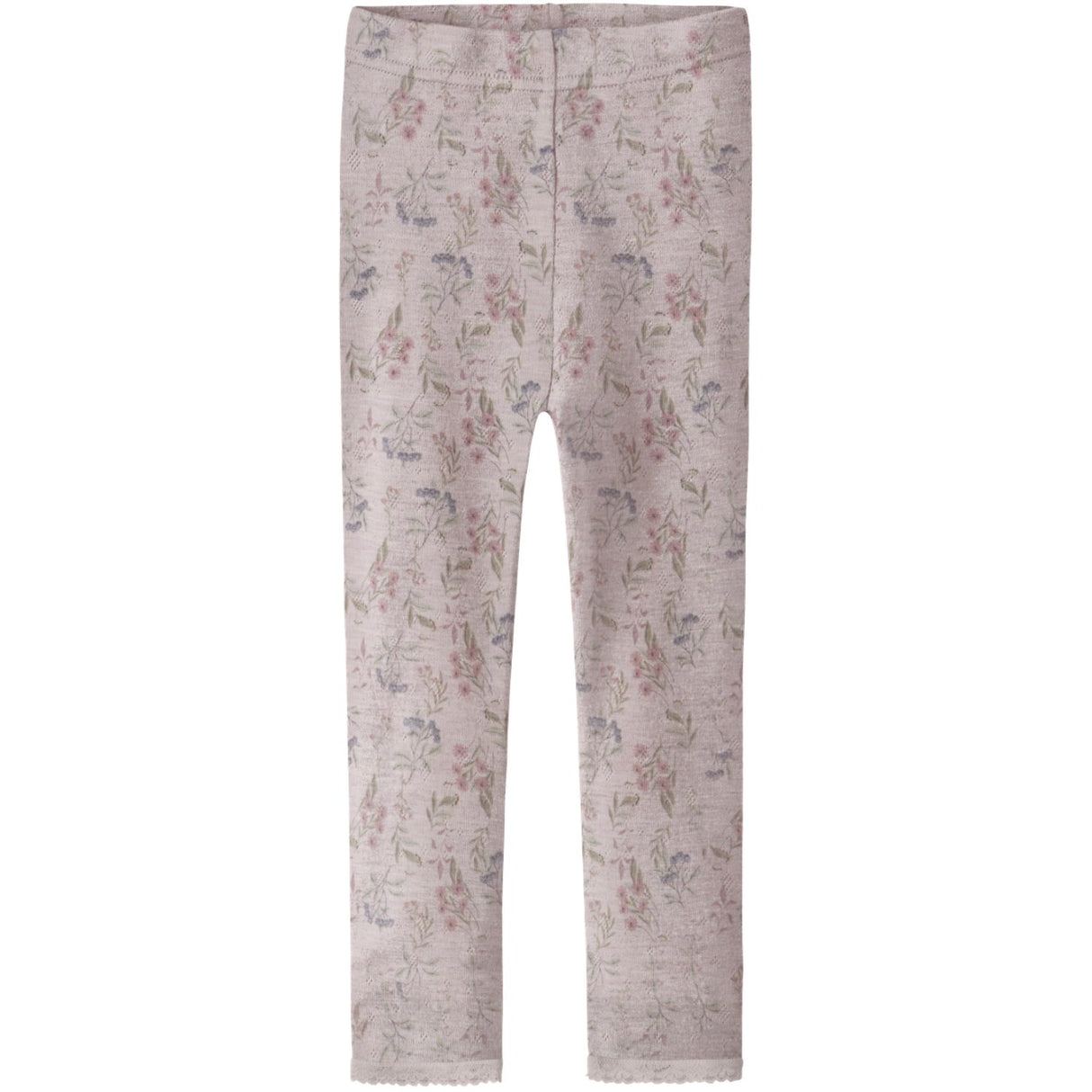 Name It Violet Ice Flowers + Leafs Nmfwang Wool Needle Leggings Noos