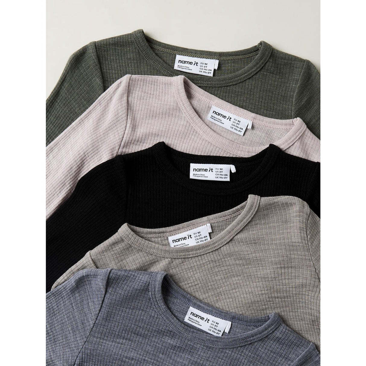Name It Folkstone Gray Nmnwax Wool Rib Ls Top Noos