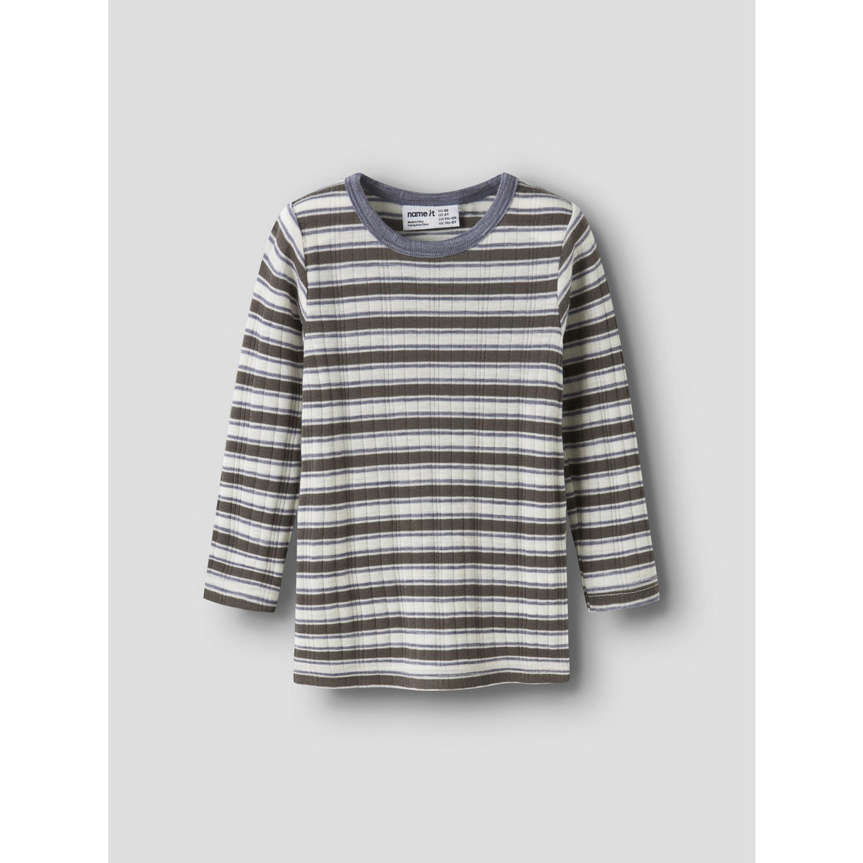 Name It Snow White Morel/Folksotne Gray Nmmwang Wool Needle Ls Top Noos