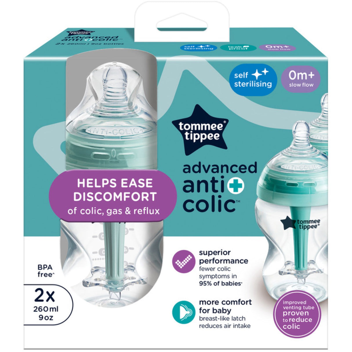 Tommee Tippee Anti-Kolik Baby Bottle M/ Varmeindikator 2X 260ml