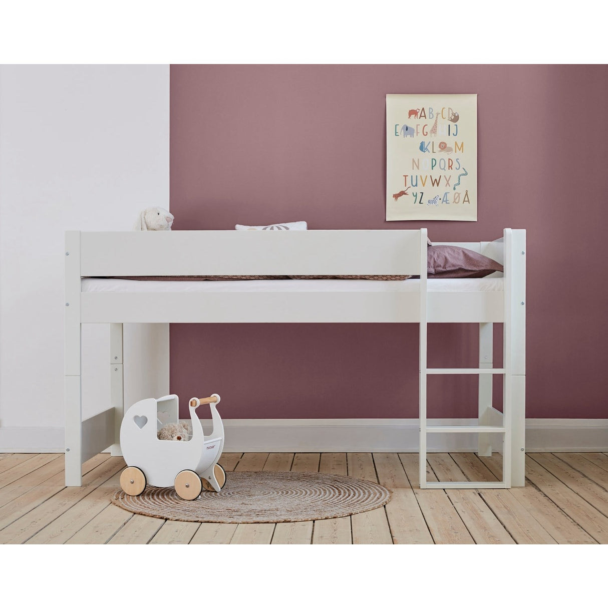 Manis-h White Huxie Halvhøj Bed - 160 Cm