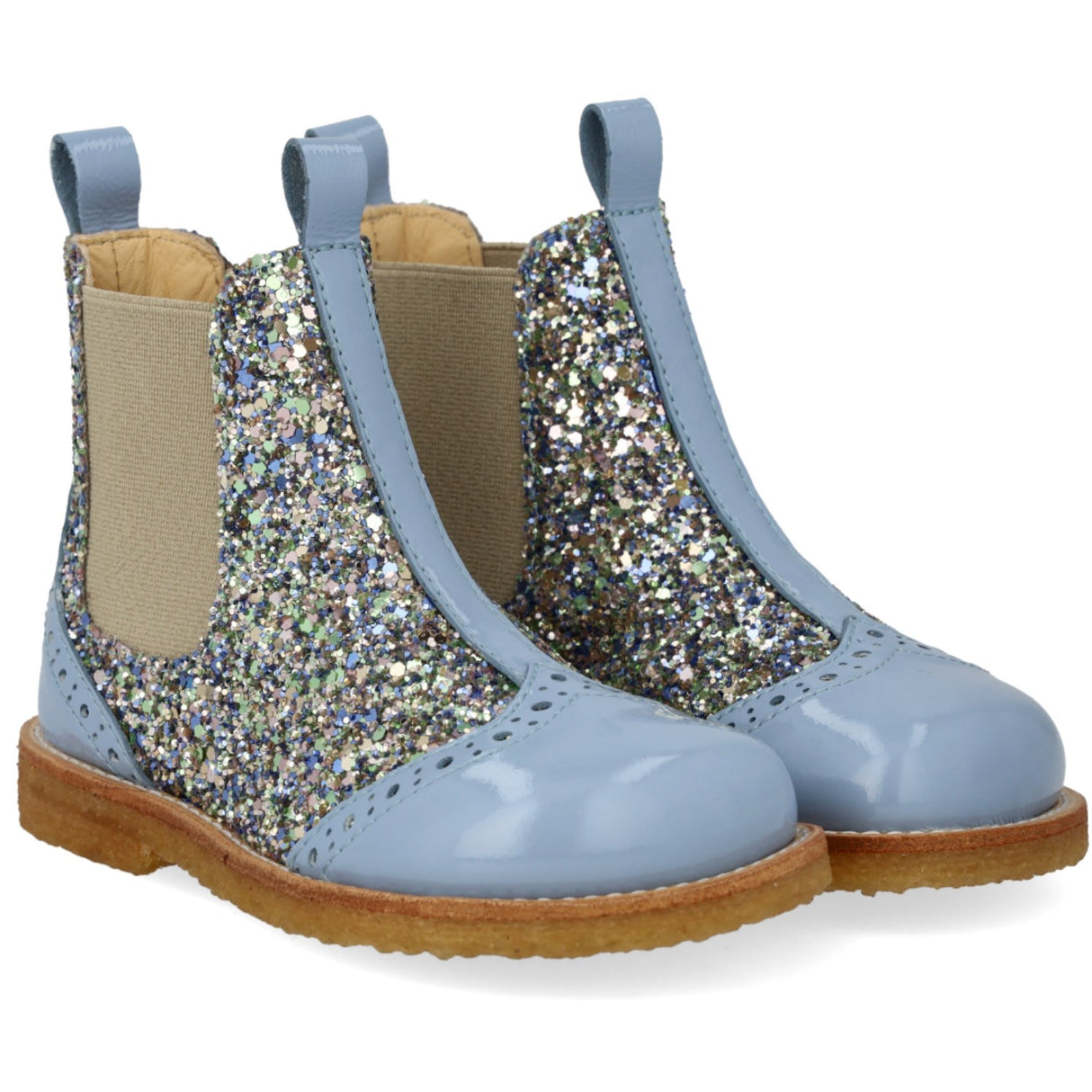 Angulus Chelsea Støvle Med Glitter Og Brogues Detaljer