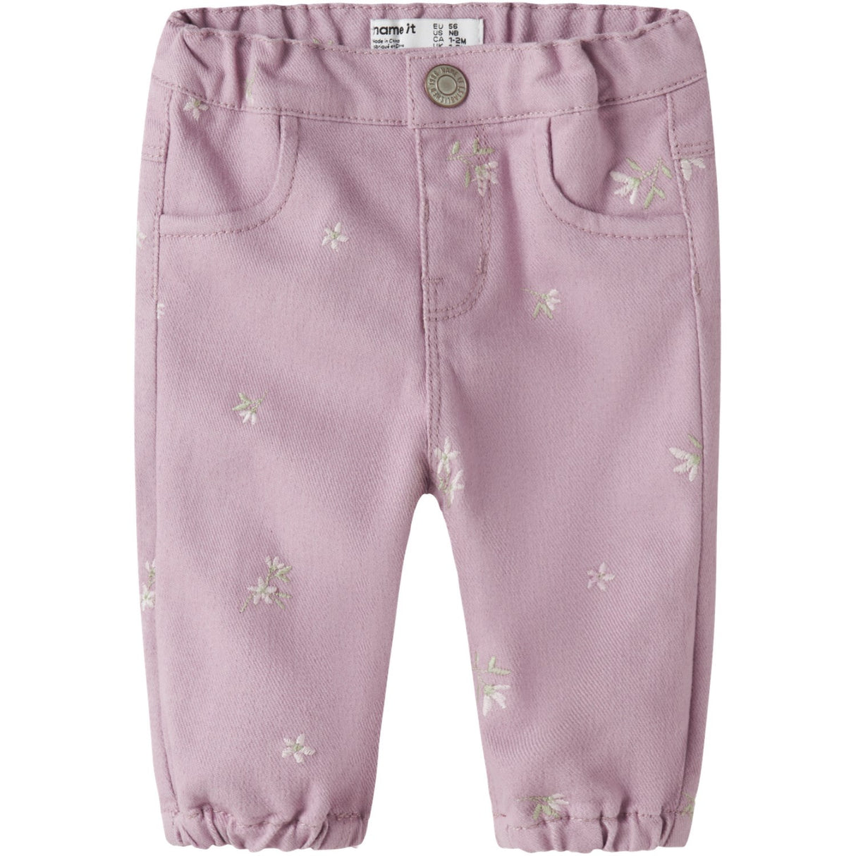 Name It Dawn Pink Flower Emb Nbfrose Loose R Twi Pants 1717-Yf B