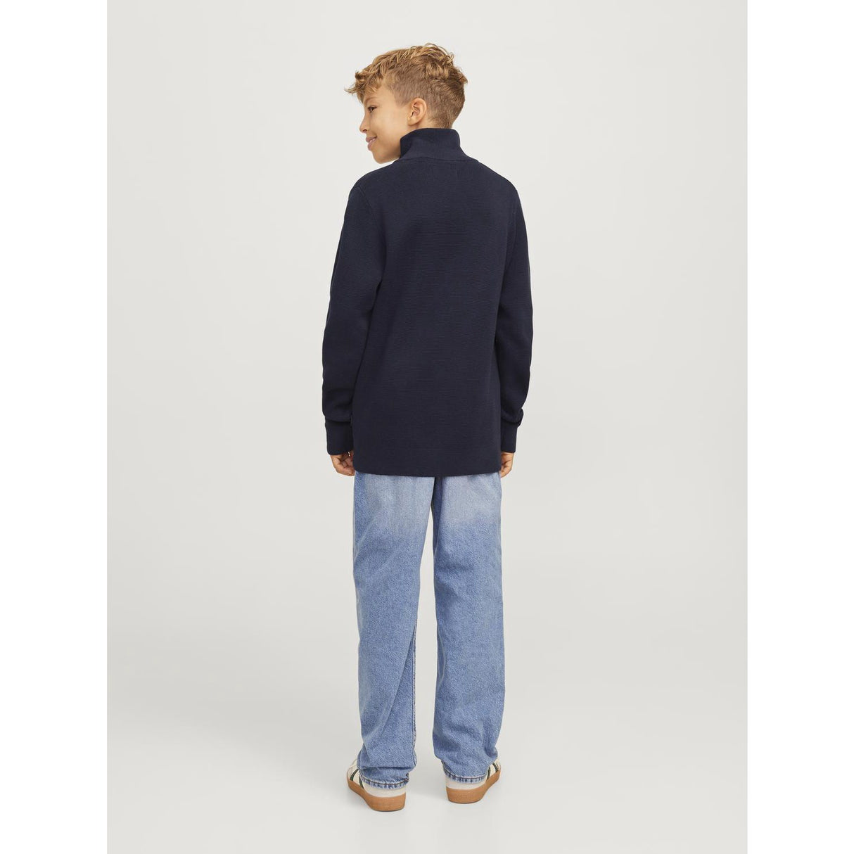 Jack & Jones Junior Night Sky Jprblamilano Stitch Knit Half Zip Jnr