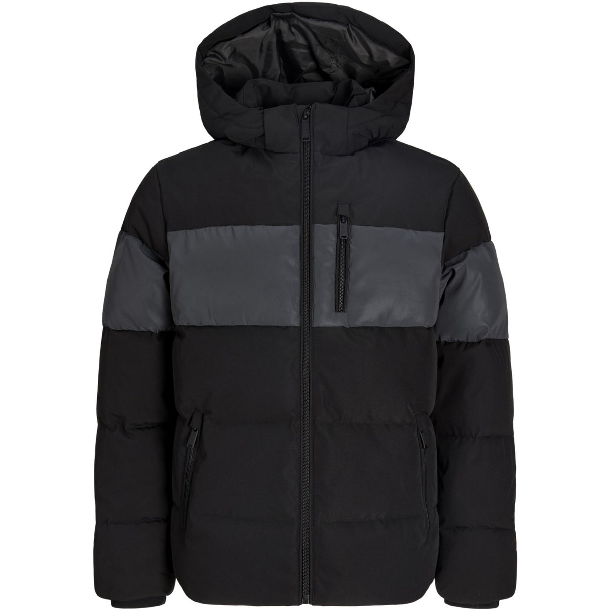 Jack & Jones Junior Black Reflective Jjebecks Reflective Puffer Jnr