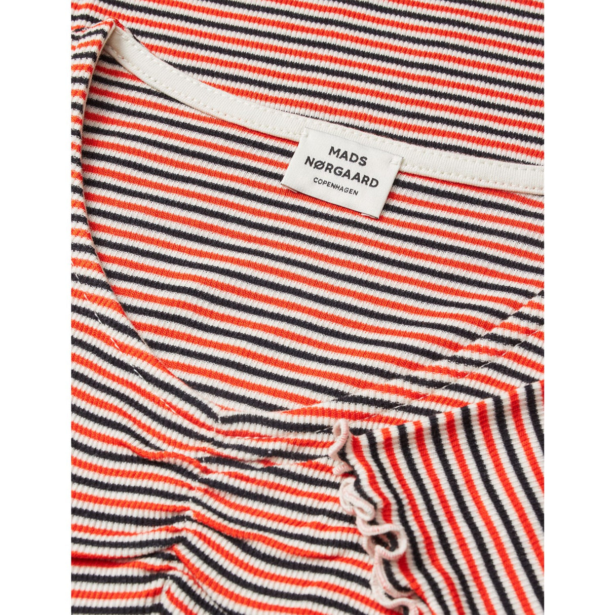 Mads Nørgaard Fiery Red/Vanilla Ice 2X2 Cotton Stripe Tiki Tee